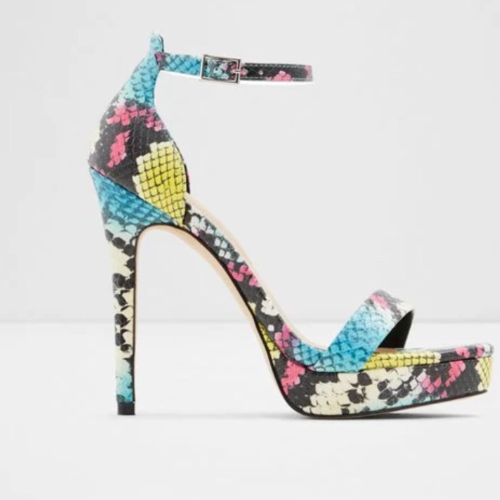 Aldo Magdalene multicolor snakeskin embossed heels NWOT size 6